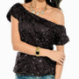 Trendiges One-Shoulder-T-Shirt mit Pailletten für Sommernächte - GlamGlanz