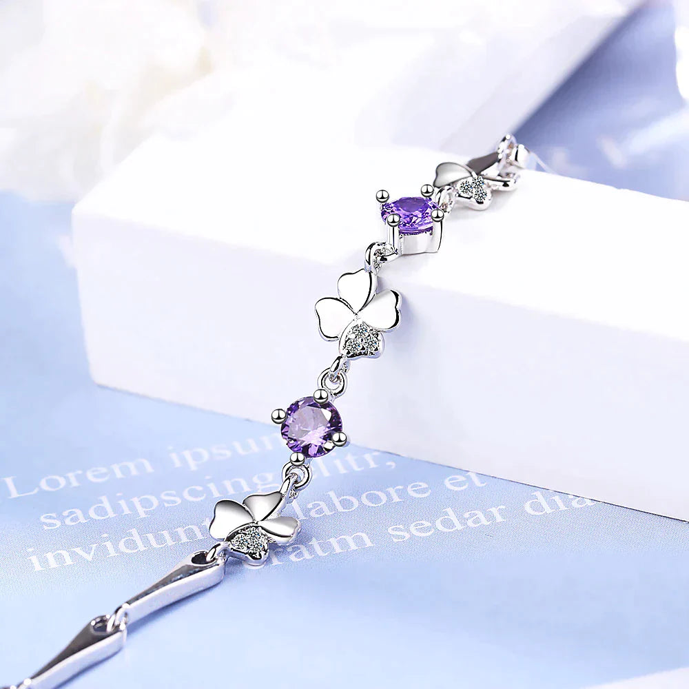 Four-Leaf Clover Lucky Bracelet | With Beautiful Stones