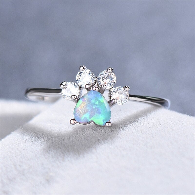 Silberner Opal- und Zirkoniaring - Celestine