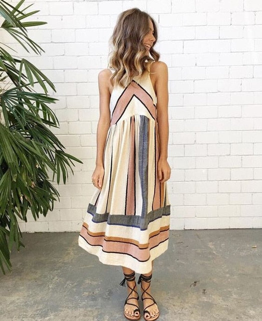 Stijlvolle zomerjurk zonder mouwen in vintage-look - RetroFlair