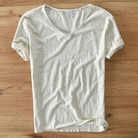 Leichtes Leinen V-Ausschnitt Shirt für Herren – Atmungsaktiv & sommerlich – Thilo