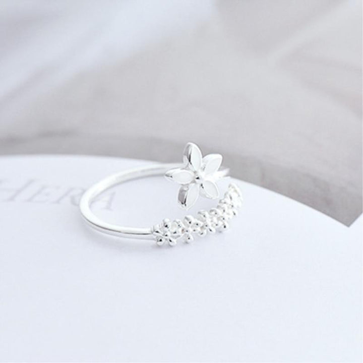 Verstellbarer Silberner Ring mit Emaille Wildblumen - Amaril