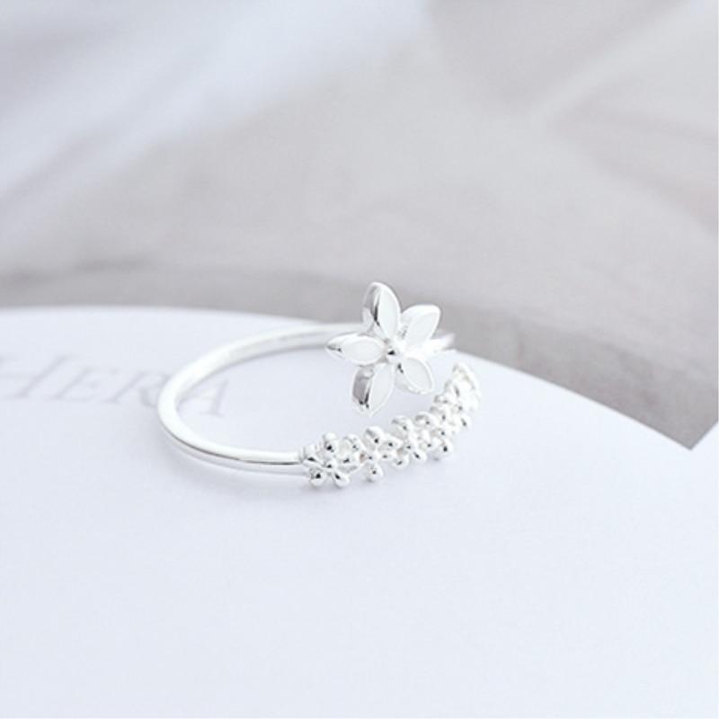 Verstellbarer Silberner Ring mit Emaille Wildblumen - Amaril