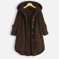 Trendige geschnittene Fleecejacke mit Kapuze - FleeceLux