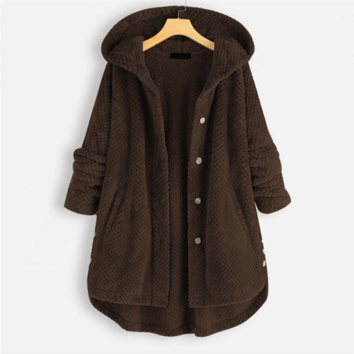 Trendige geschnittene Fleecejacke mit Kapuze - FleeceLux