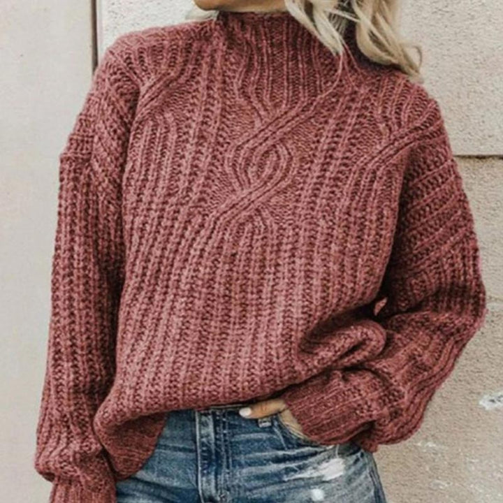 Bequemer gestrickter Pullover mit Rollkragen - Elise