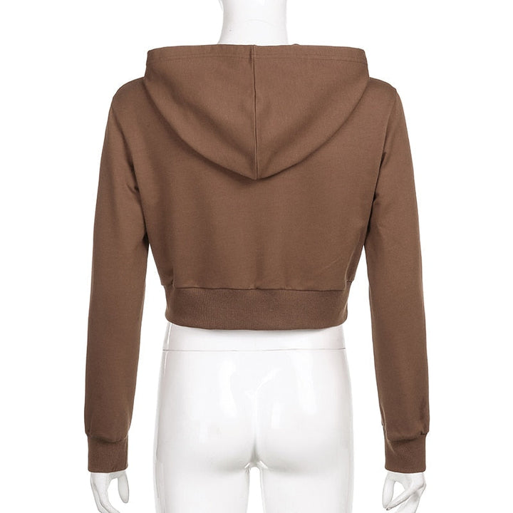 Trendiger figurbetonter Damen Cropped Zip-up Hoodie mit Kapuze - Alina