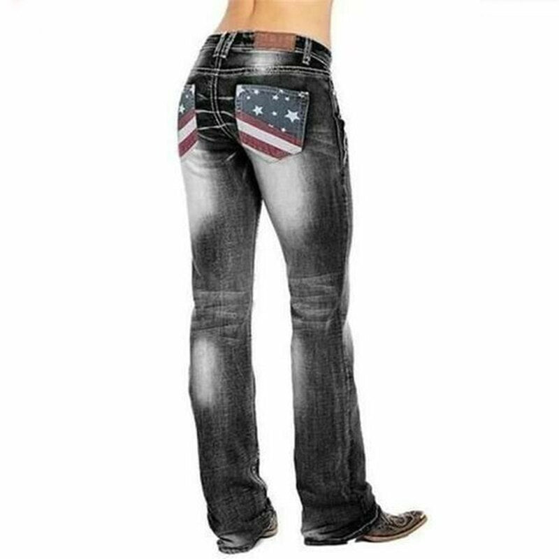 Women's Bootcut Jeans with Flag Details – Madison