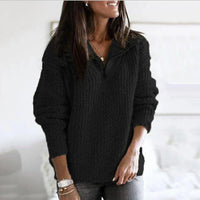 Damen Halfzip Pullover mit Struktur und Langarm – Noelle