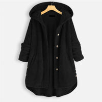 Trendige geschnittene Fleecejacke mit Kapuze - FleeceLux