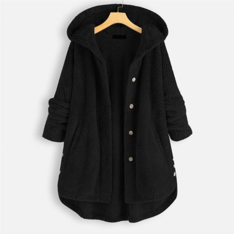 Trendige geschnittene Fleecejacke mit Kapuze - FleeceLux
