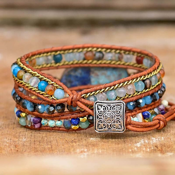 Blaues Hamsa Türkis Wickelarmband - Soraya