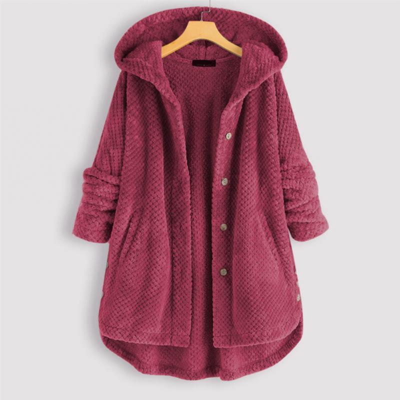Trendige geschnittene Fleecejacke mit Kapuze - FleeceLux