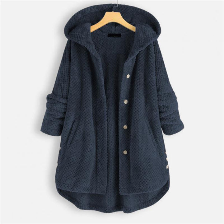 Trendige geschnittene Fleecejacke mit Kapuze - FleeceLux