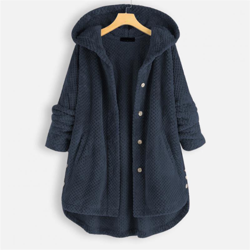 Trendige geschnittene Fleecejacke mit Kapuze - FleeceLux