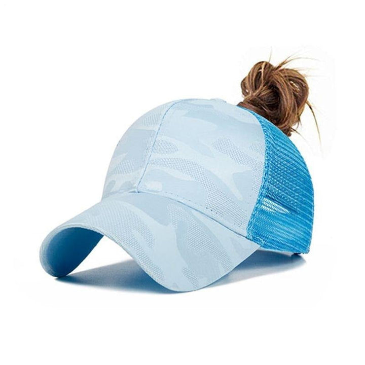 Trendige Damen-Baseballkappe mit Pferdeschwanzöffnung und Klettverschluss – Leona