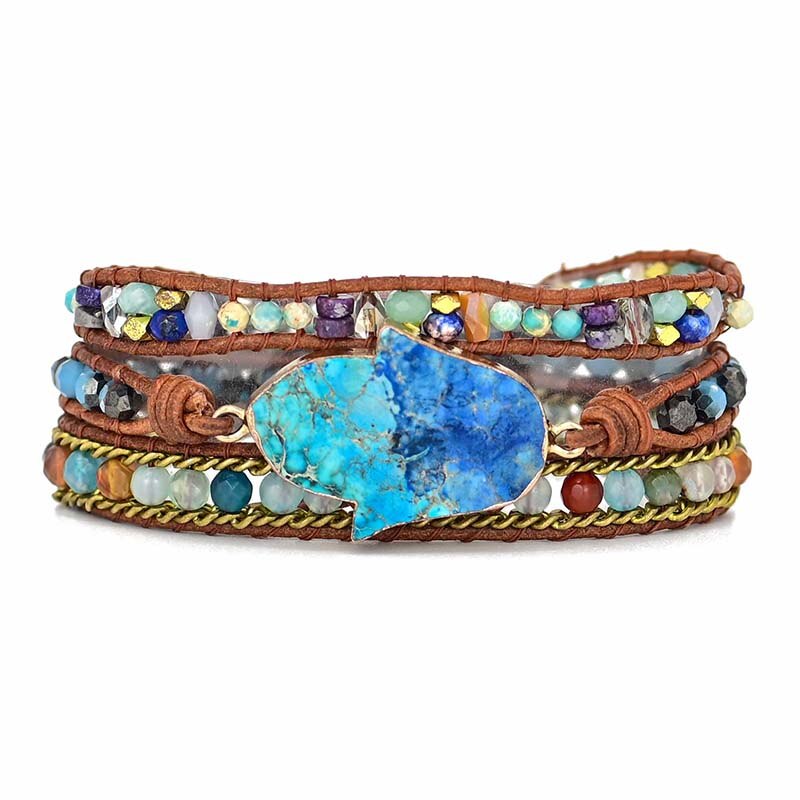 Blaues Hamsa Türkis Wickelarmband - Soraya