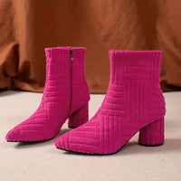 Einfarbige Damenstiefel mit Blockabsatz - Selene