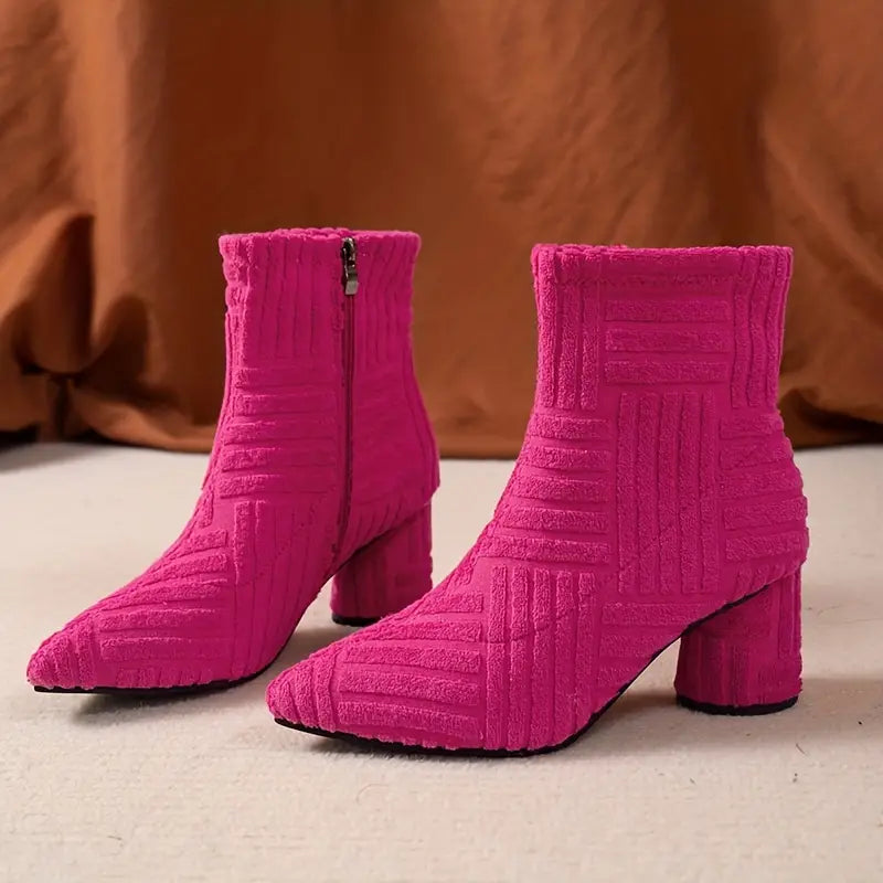 Einfarbige Damenstiefel mit Blockabsatz - Selene