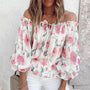 Geblümte Damen-Chiffonbluse mit Rüschenärmeln – Elvira