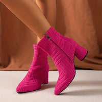 Einfarbige Damenstiefel mit Blockabsatz - Selene