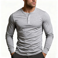 Men's Henley Shirt | Slim Fit Long Sleeve with Button Placket 2