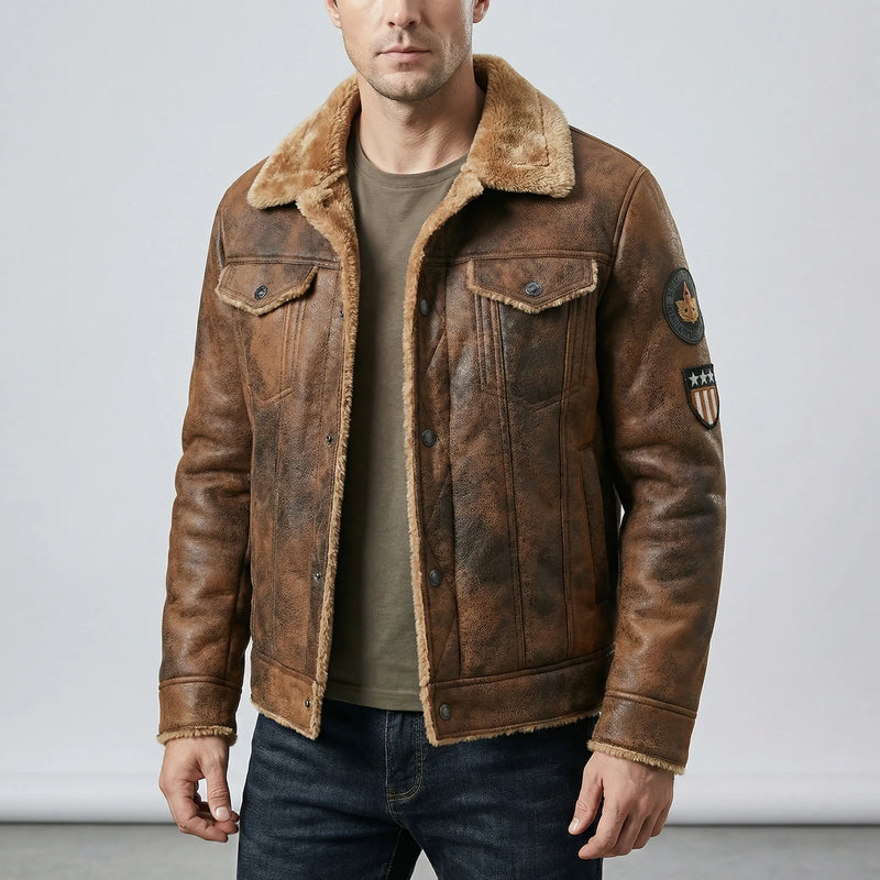 Herren-Bikerjacke Im Klassischen Stil - Mio