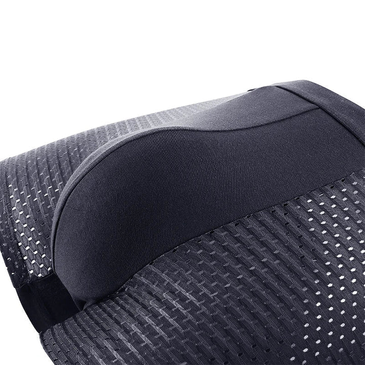 Detail van een zwarte boxershort met gladde middenpanelen en geperforeerde zijkanten 5