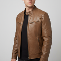 Herren Lederjacke Schlanker Schnitt - Spencer