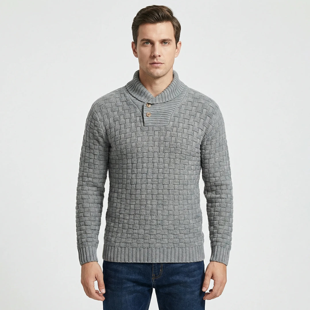 Herrenpullover Mit Schalkragen Und Strickmuster - Lenny