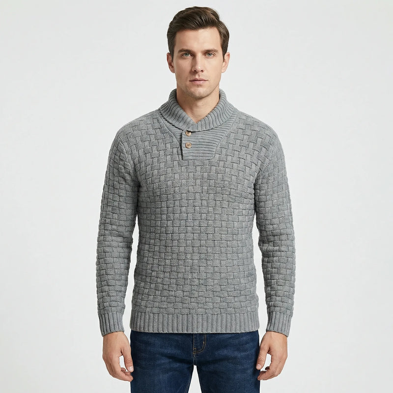 Herrenpullover Mit Schalkragen Und Strickmuster - Lenny