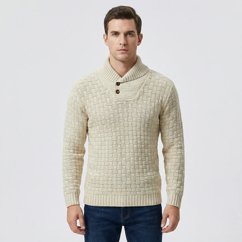 Herrenpullover Mit Schalkragen Und Strickmuster - Lenny