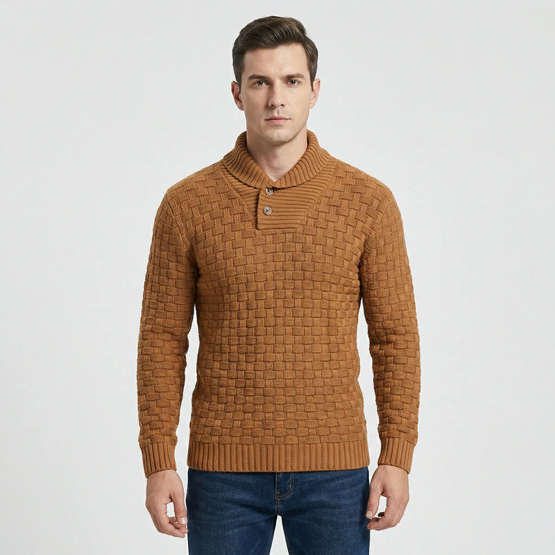 Herrenpullover Mit Schalkragen Und Strickmuster - Lenny