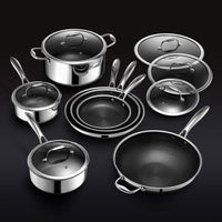 13 pc HexClad Hybrid Cookware Set with Lids