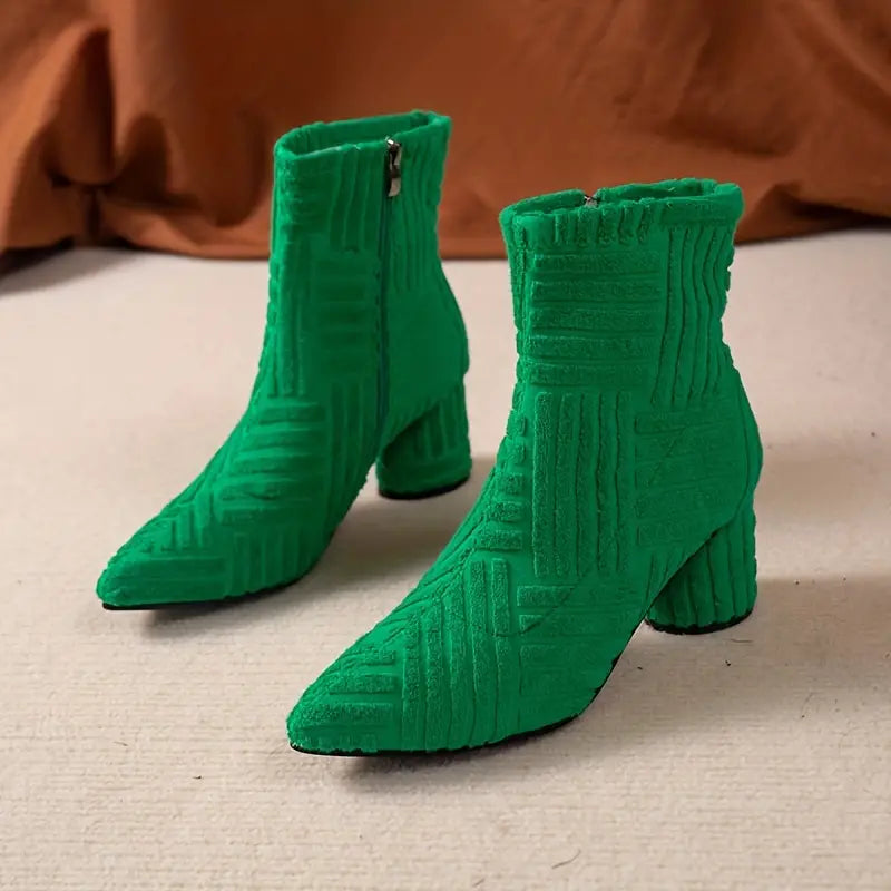 Einfarbige Damenstiefel mit Blockabsatz - Selene