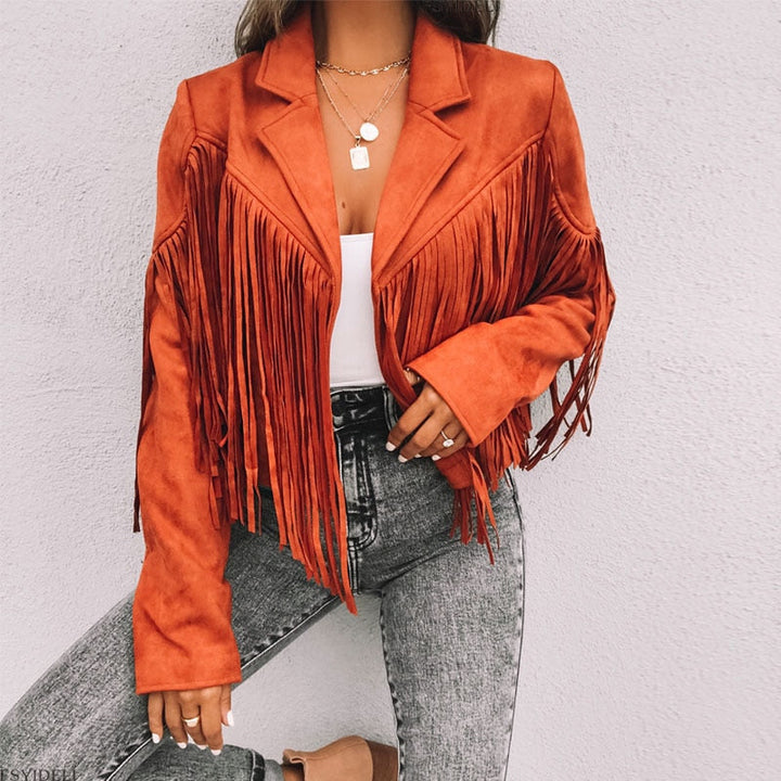 Trendy Suede Women's Jacket with Tassels - Isabella