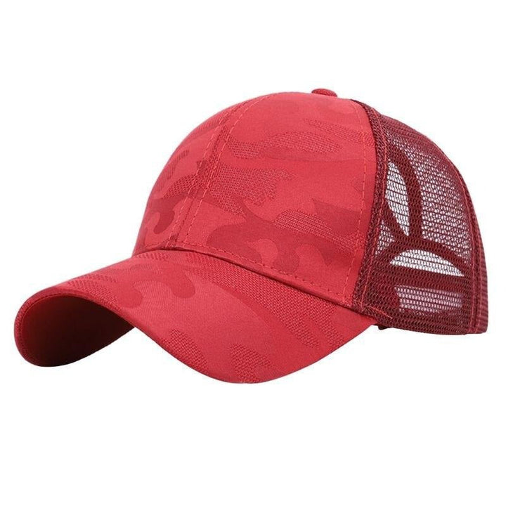 Trendige Damen-Baseballkappe mit Pferdeschwanzöffnung und Klettverschluss – Leona