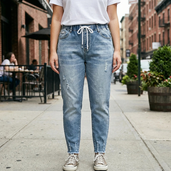 High-Waist Baggy Denim Harem Pants - Pam