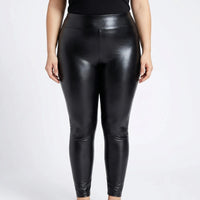 High-Waist Faux Leather Plus Size Leggings - Lorena