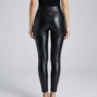 High-Waist Faux Leather Plus Size Leggings - Lorena