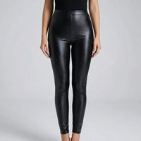 High-Waist Faux Leather Plus Size Leggings - Lorena