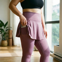 High-Waisted Skirt-Overlay Leggings - Lydia