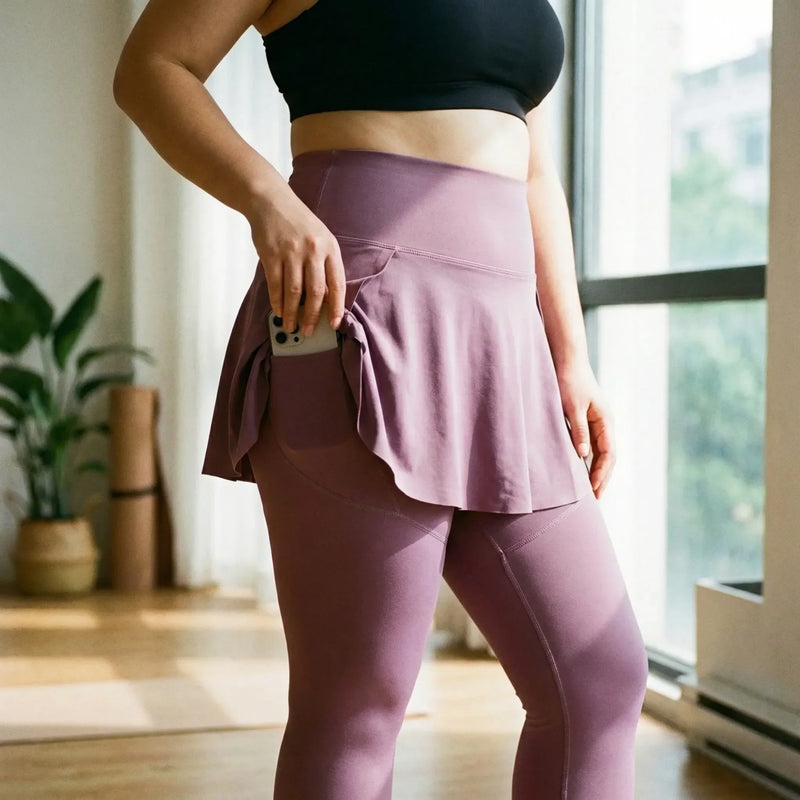 High-Waisted Skirt-Overlay Leggings - Lydia