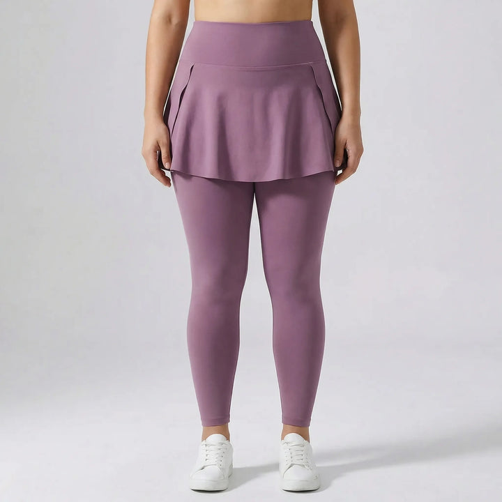 High-Waisted Skirt-Overlay Leggings - Lydia