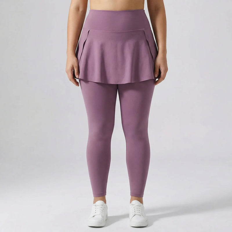 High-Waisted Skirt-Overlay Leggings - Lydia