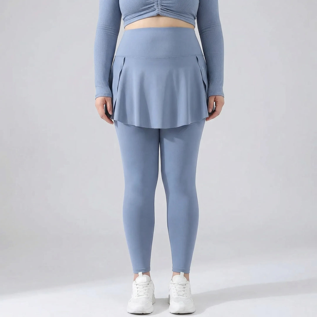 High-Waisted Skirt-Overlay Leggings - Lydia
