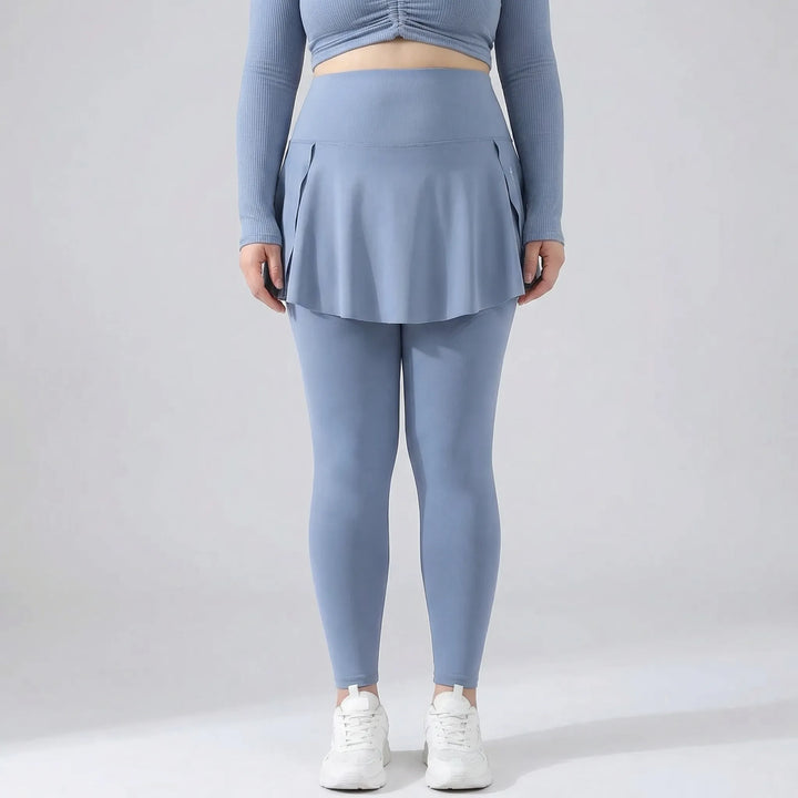 High-Waisted Skirt-Overlay Leggings - Lydia