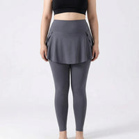 High-Waisted Skirt-Overlay Leggings - Lydia