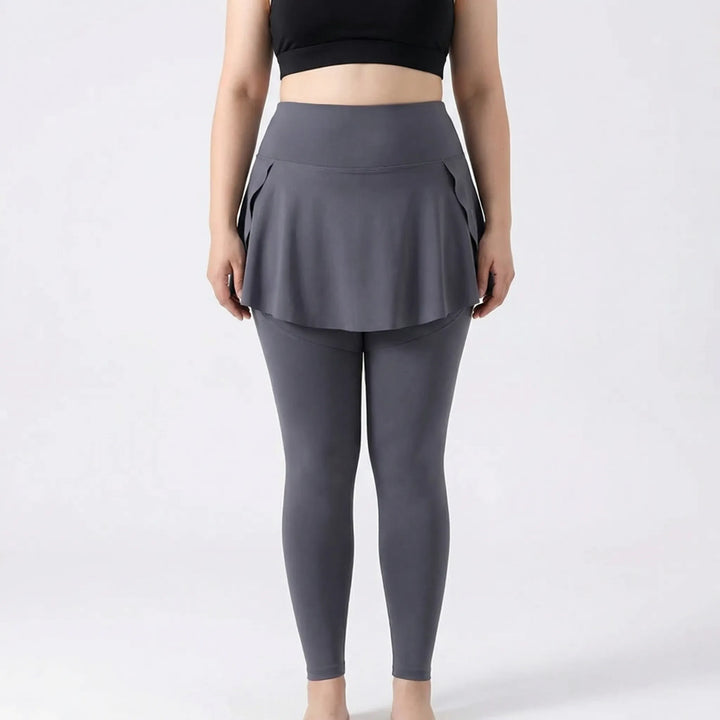 High-Waisted Skirt-Overlay Leggings - Lydia