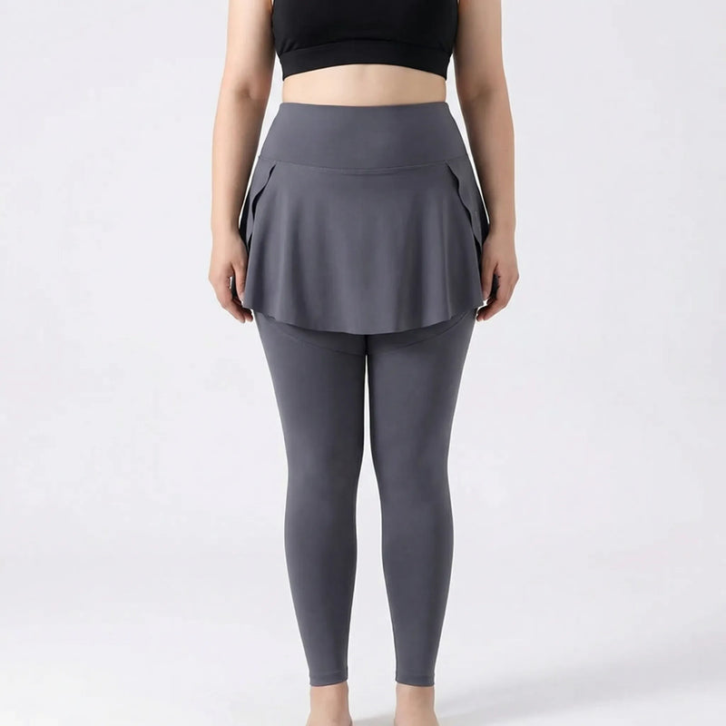 High-Waisted Skirt-Overlay Leggings - Lydia